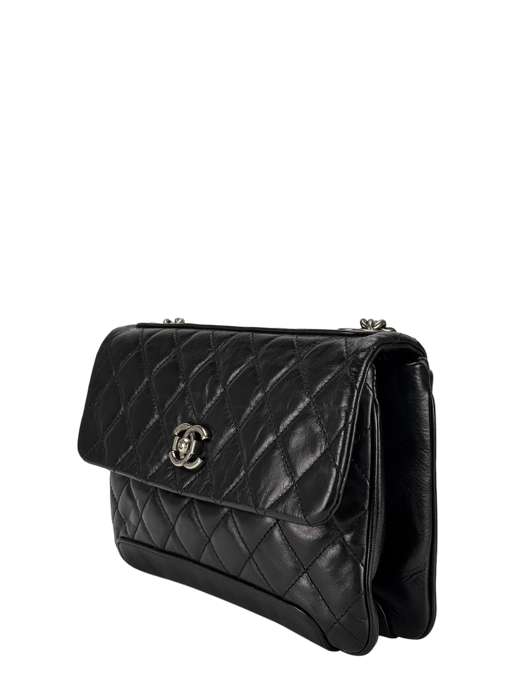 CHANEL - Black Lambskin Calfskin Medium Love Me Tender Shoulder Bag