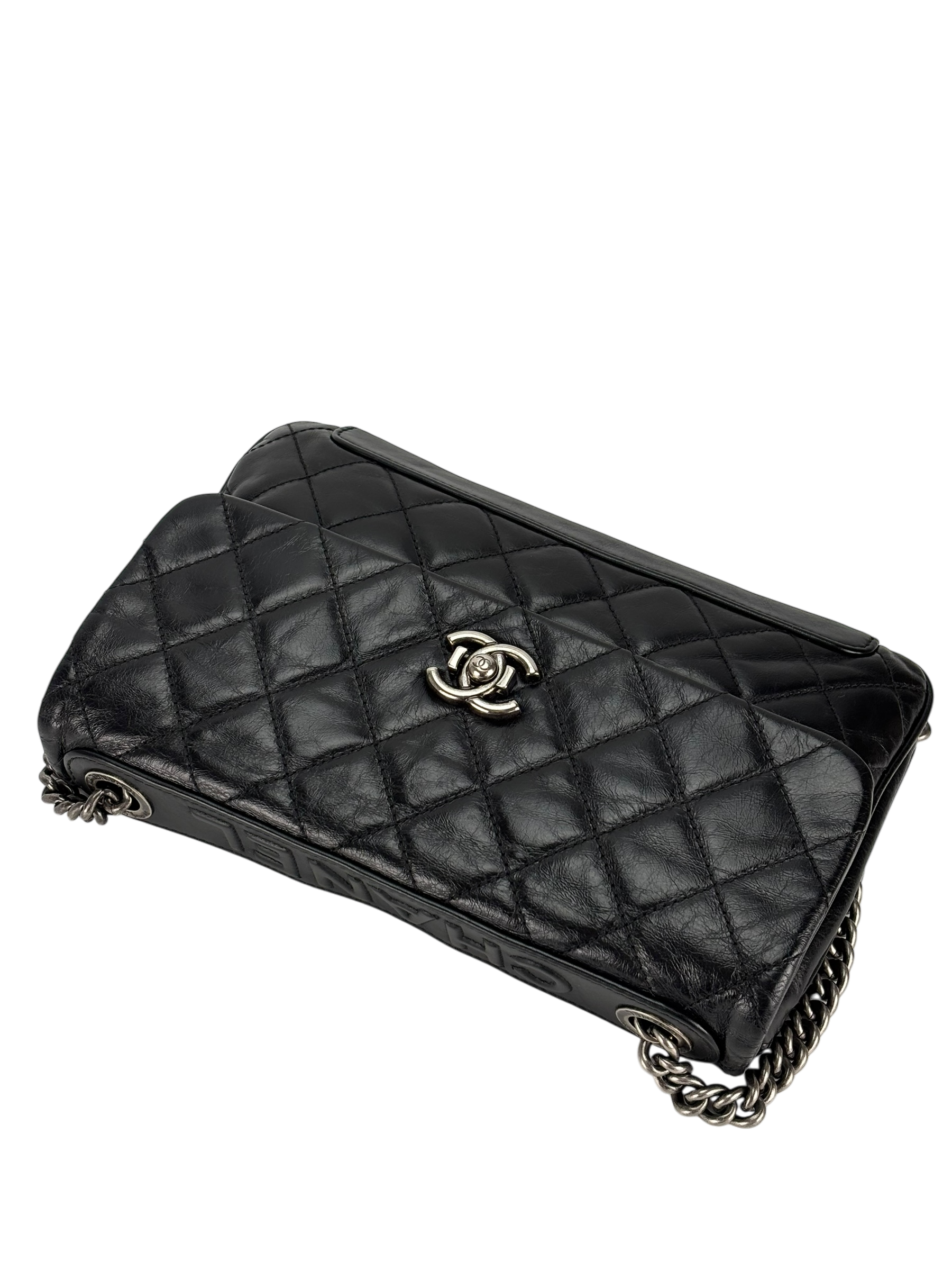 CHANEL - Black Lambskin Calfskin Medium Love Me Tender Shoulder Bag