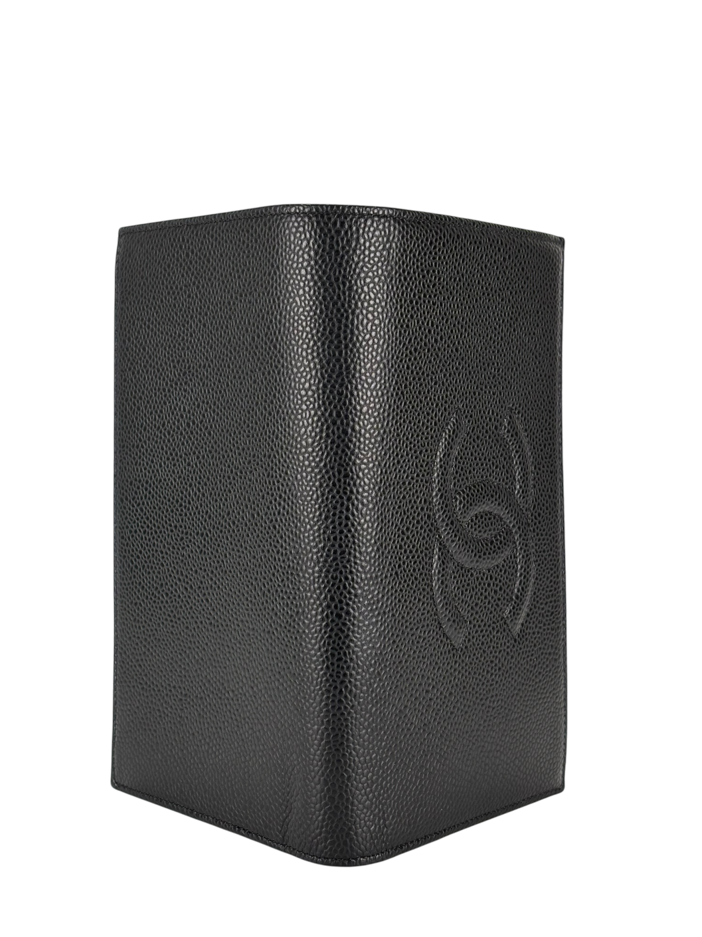 CHANEL - Black Leather Coco Mark Bi-fold Long Wallet