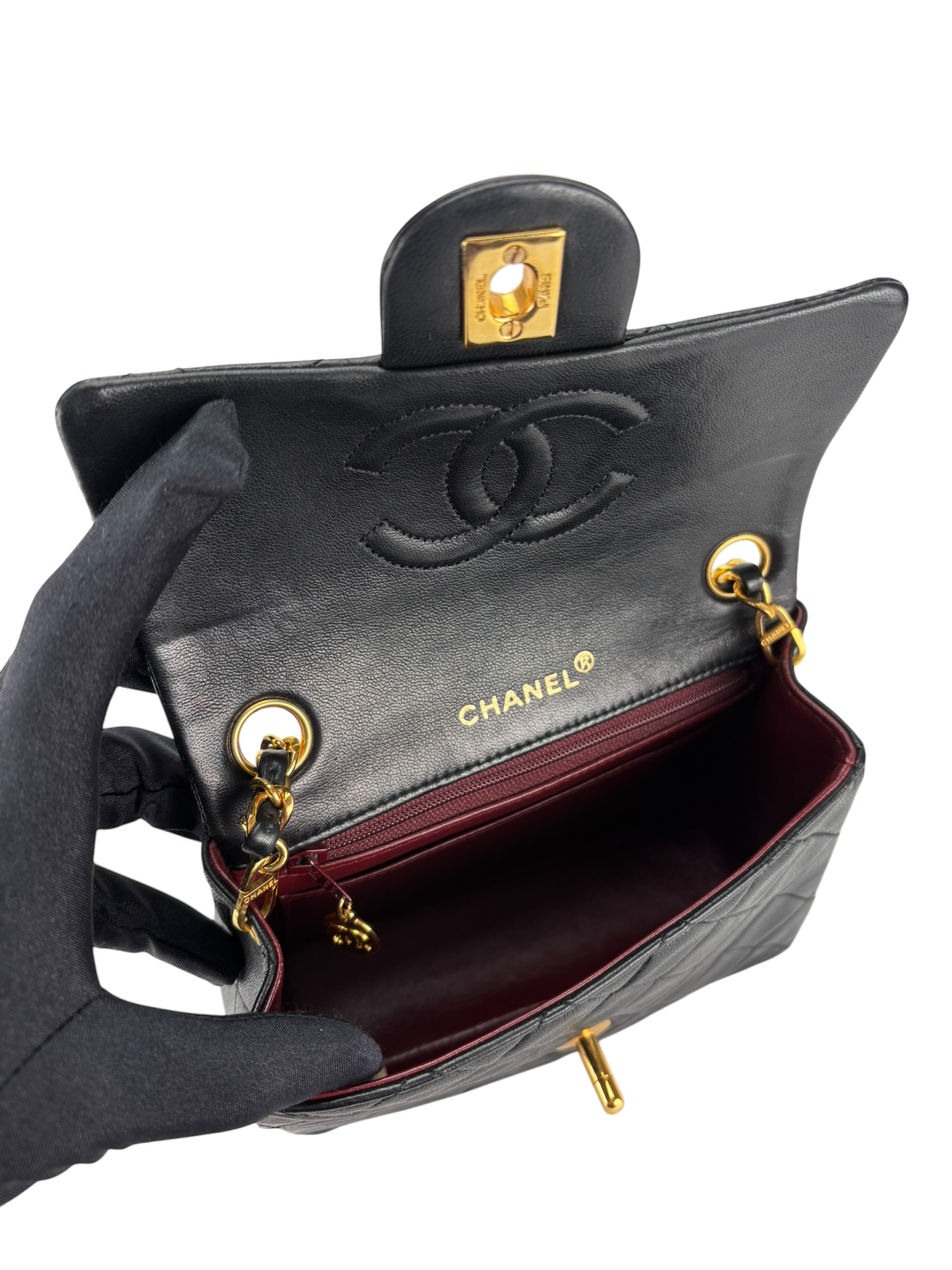 CHANEL - Black Lambskin Square 17 Shoulder Bag