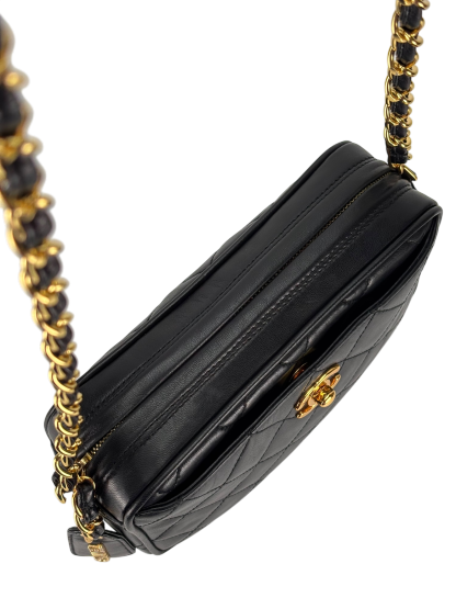 CHANEL -  Black Lambskin CC Mark Turn Lock Camera Chain Shoulder Bag