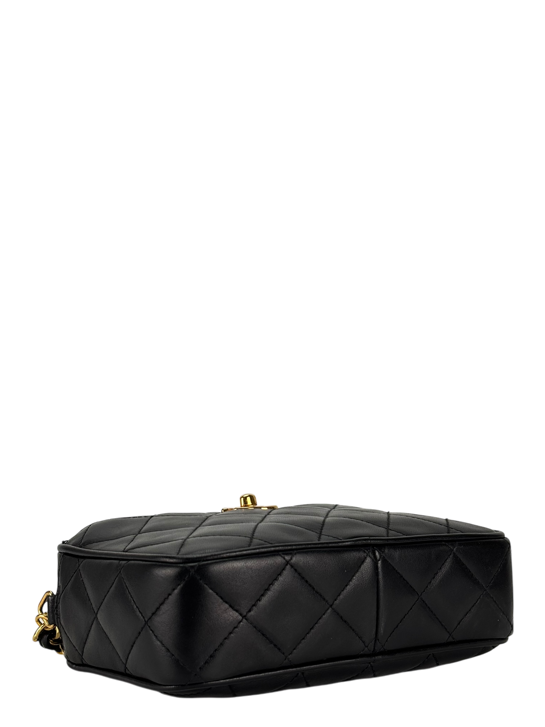 CHANEL -  Black Lambskin CC Mark Turn Lock Camera Chain Shoulder Bag