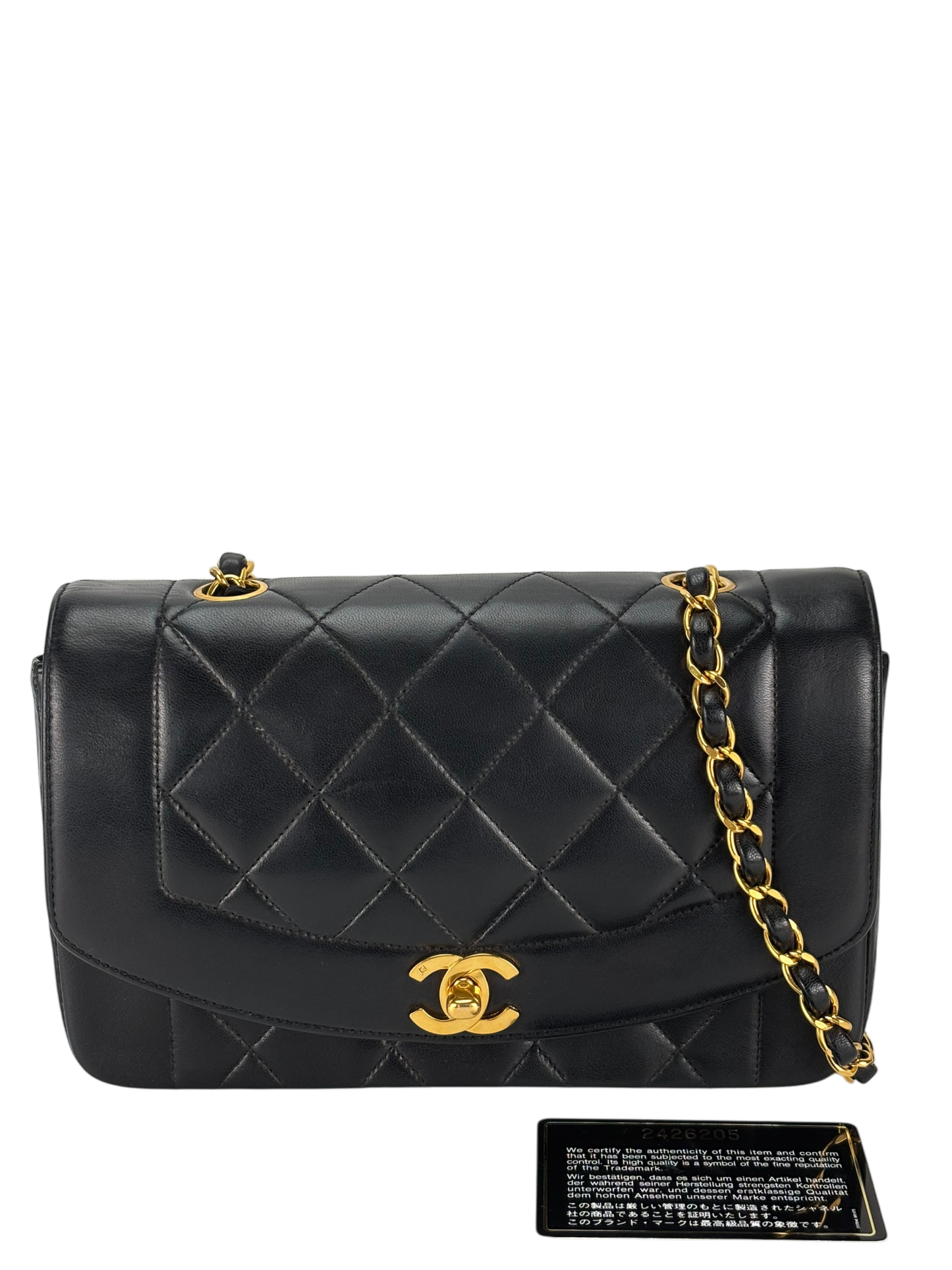CHANEL - Diana Matrasse Classic Flap Bag Black Lambskin