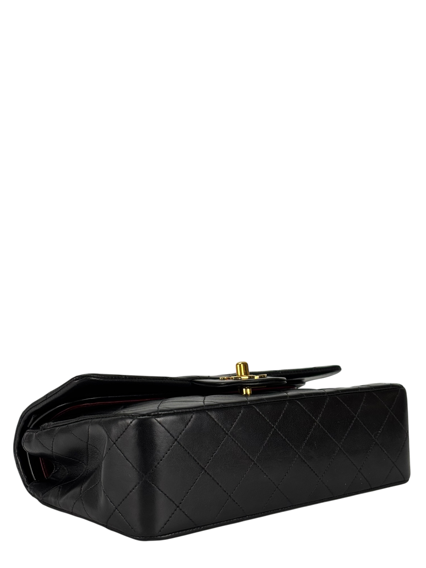 CHANEL - Small Classic Double Flap Bag Black Lambskin Gold Hardware (CF23)