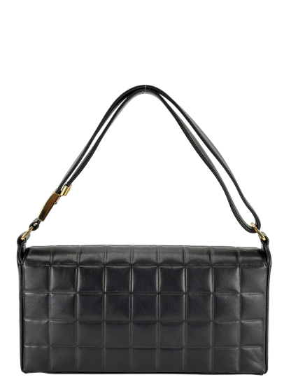 CHANEL - Black Lambskin Chocolate Bar Flap Shoulder Bag 