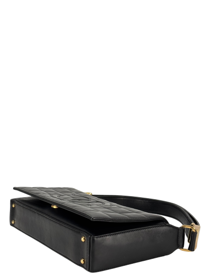 CHANEL - Black Lambskin Chocolate Bar Flap Shoulder Bag 