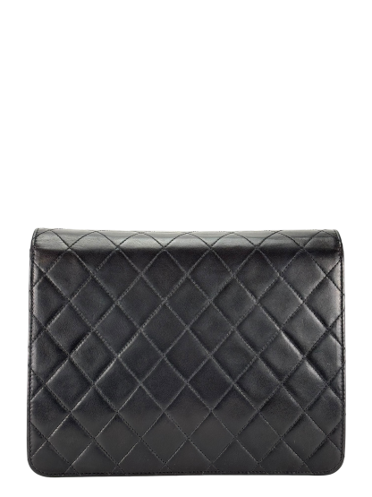 CHANEL - Black Lambskin Matelasse Pushlock Chain Shoulder Bag