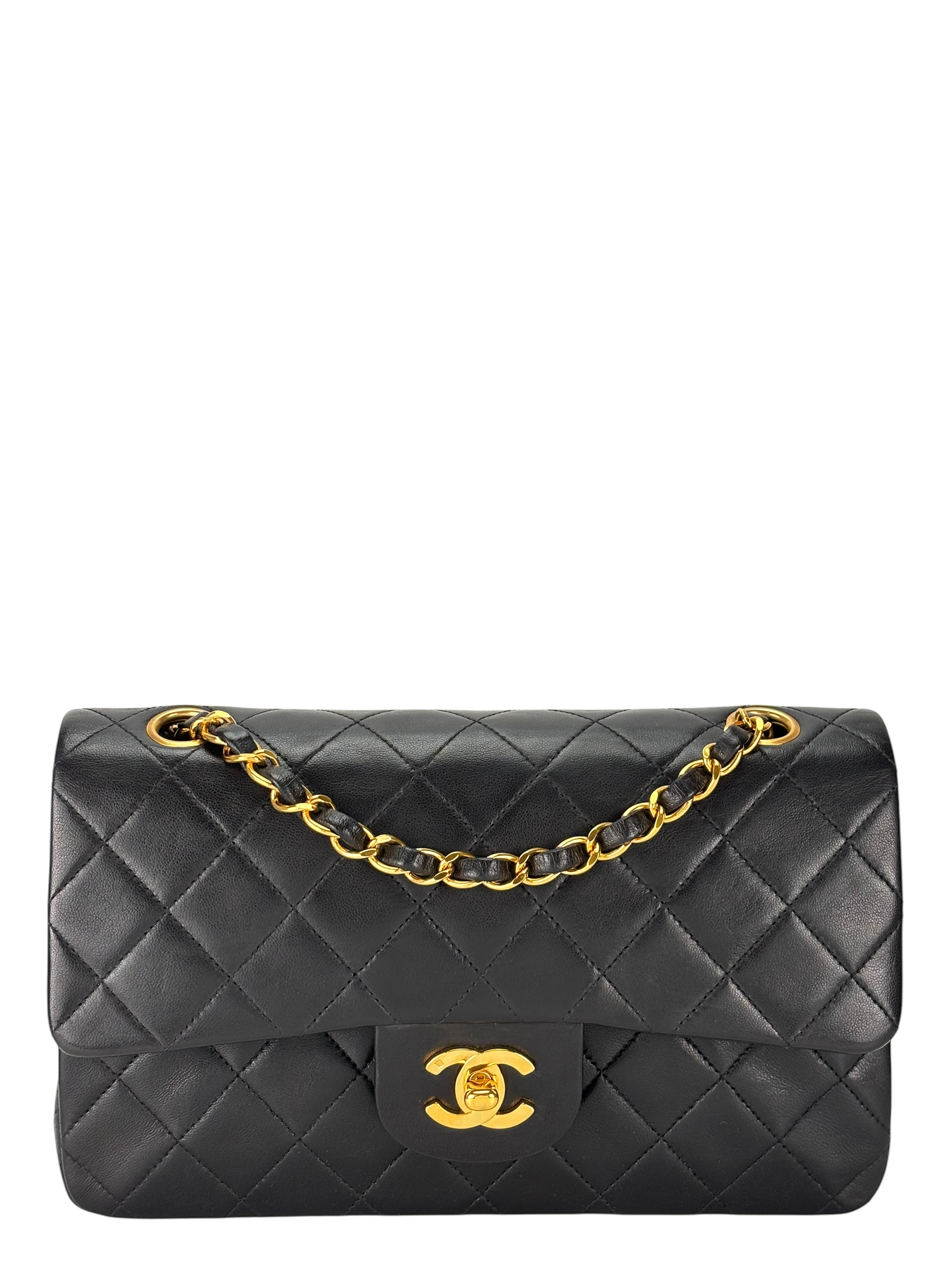 CHANEL - Small Classic Double Flap Bag Lambskin Gold Hardware (CF23)