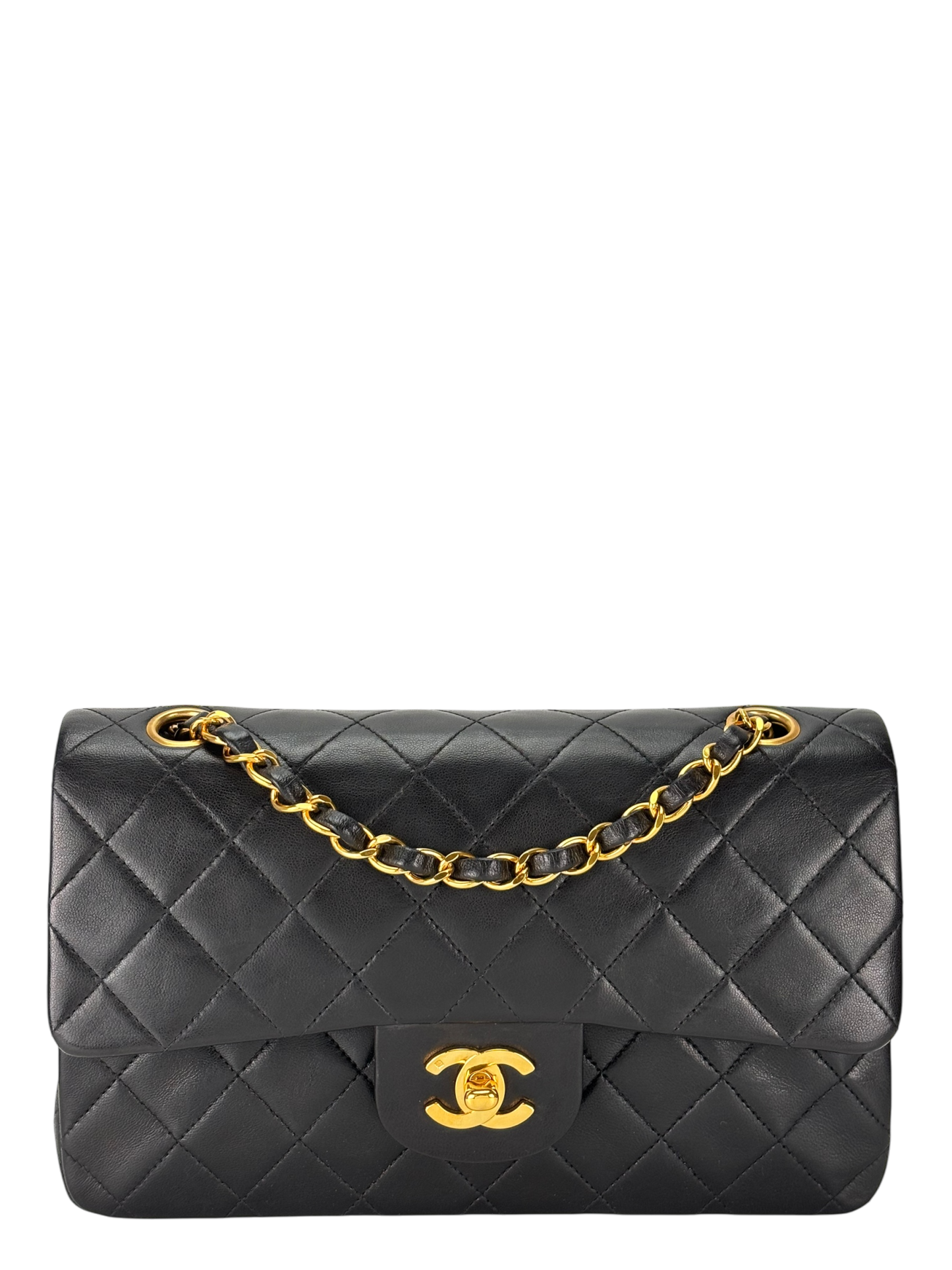 CHANEL - Small Classic Double Flap Bag Lambskin Gold Hardware (CF23)