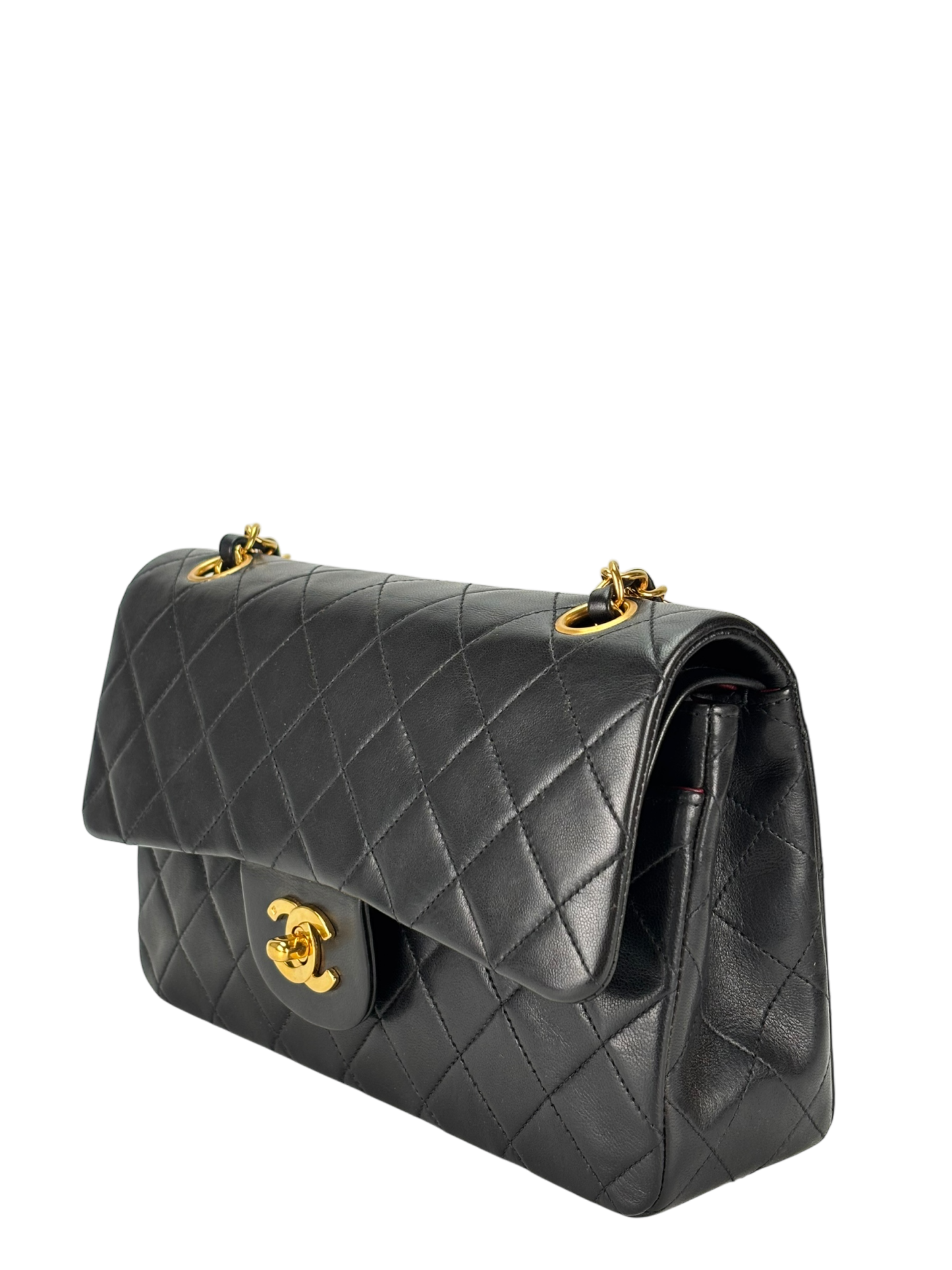 CHANEL - Small Classic Double Flap Bag Lambskin Gold Hardware (CF23)