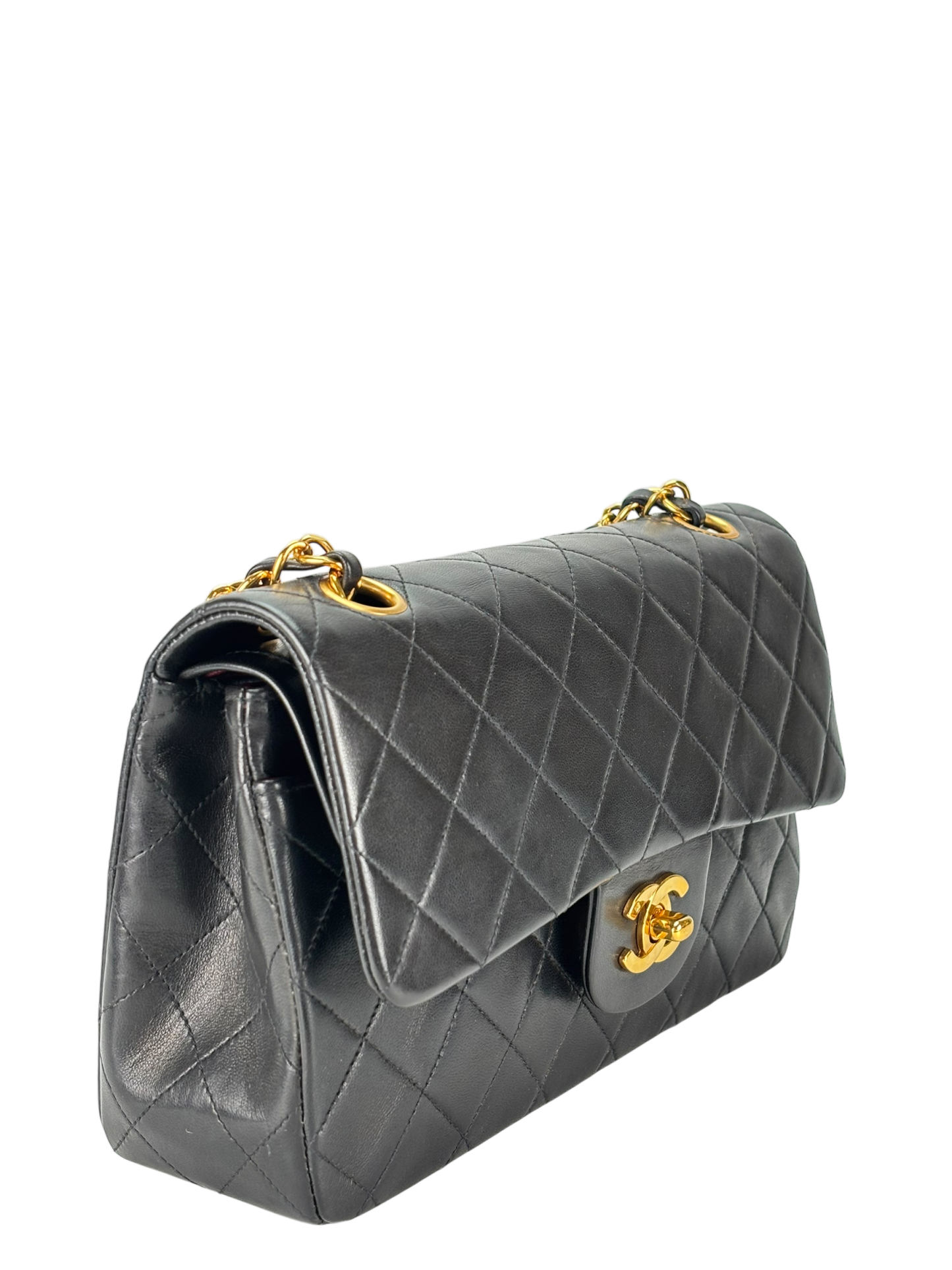 CHANEL - Small Classic Double Flap Bag Lambskin Gold Hardware (CF23)