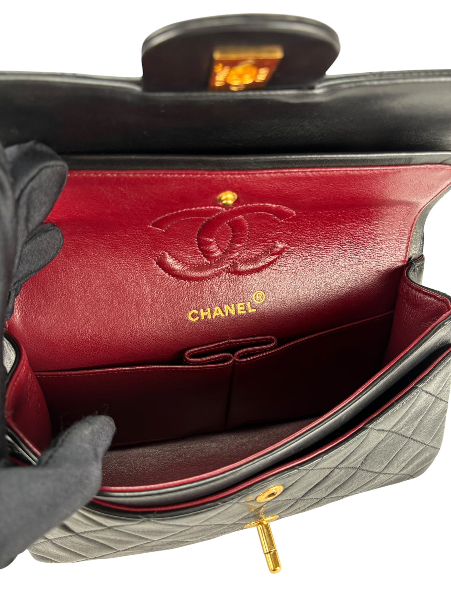 CHANEL - Small Classic Double Flap Bag Lambskin Gold Hardware (CF23)