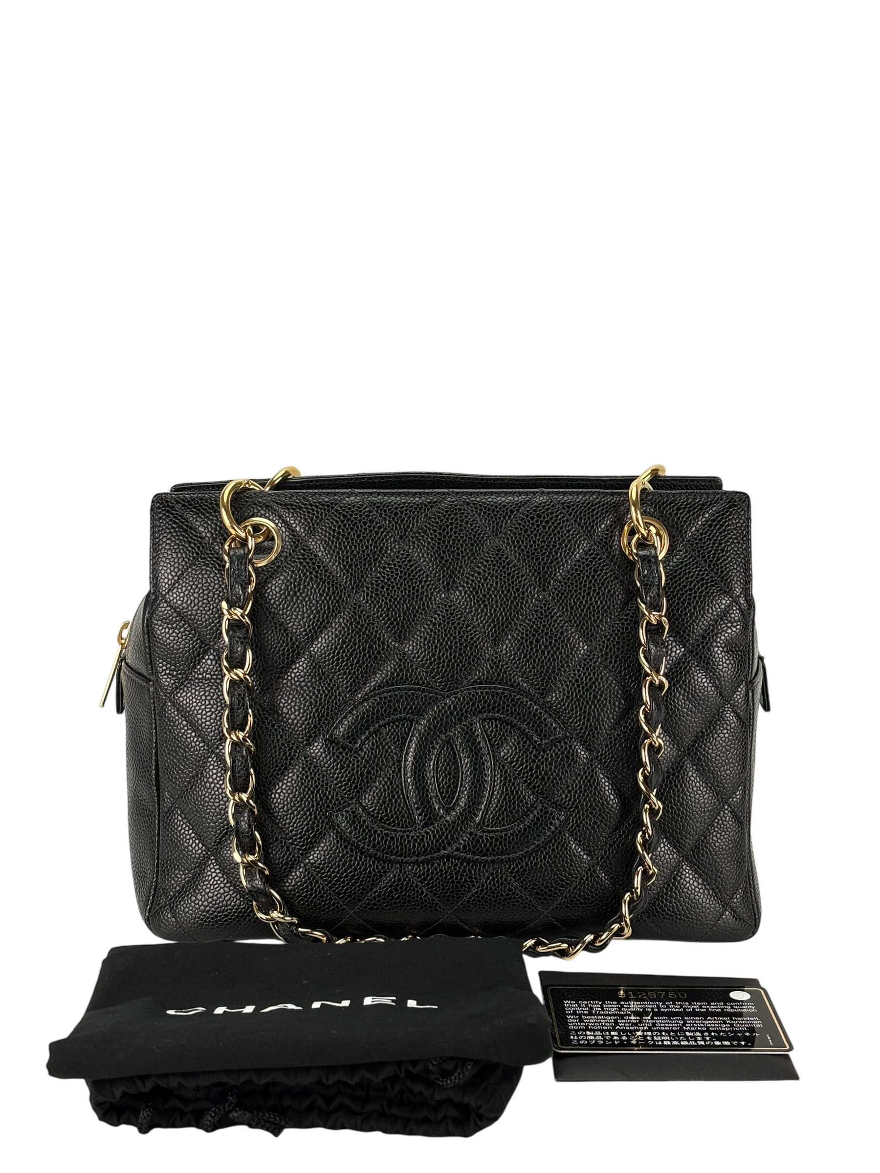 CHANEL - Black Caviar Petite  PPT Tote Bag Gold Hardware