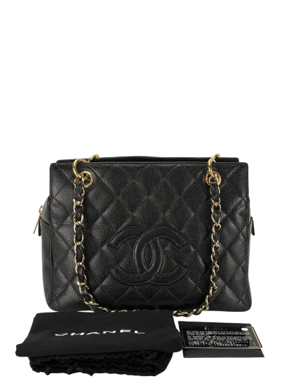 CHANEL - Black Caviar Petite  PPT Tote Bag Gold Hardware