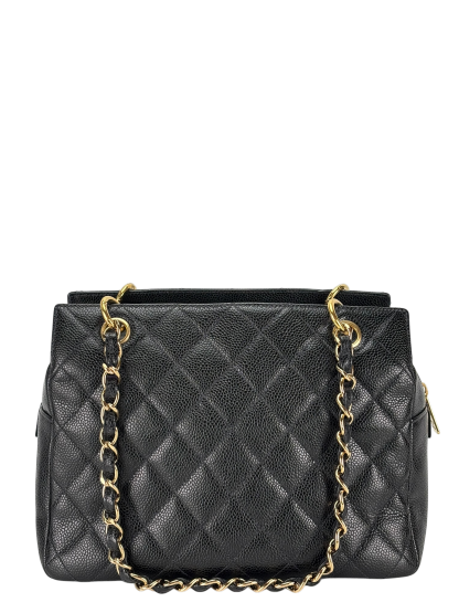 CHANEL - Black Caviar Petite  PPT Tote Bag Gold Hardware