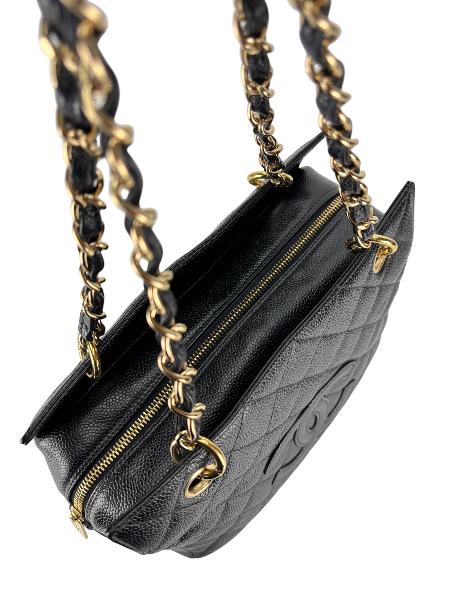 CHANEL - Black Caviar Petite  PPT Tote Bag Gold Hardware