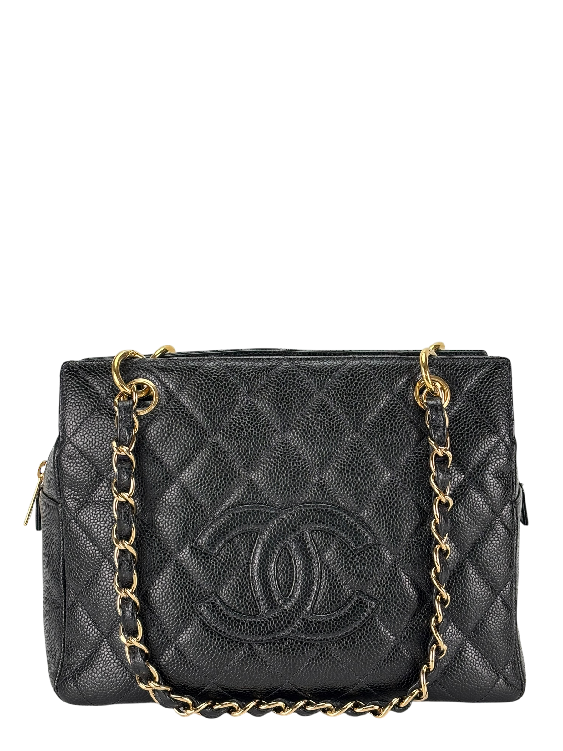 CHANEL - Black Caviar Petite  PPT Tote Bag Gold Hardware