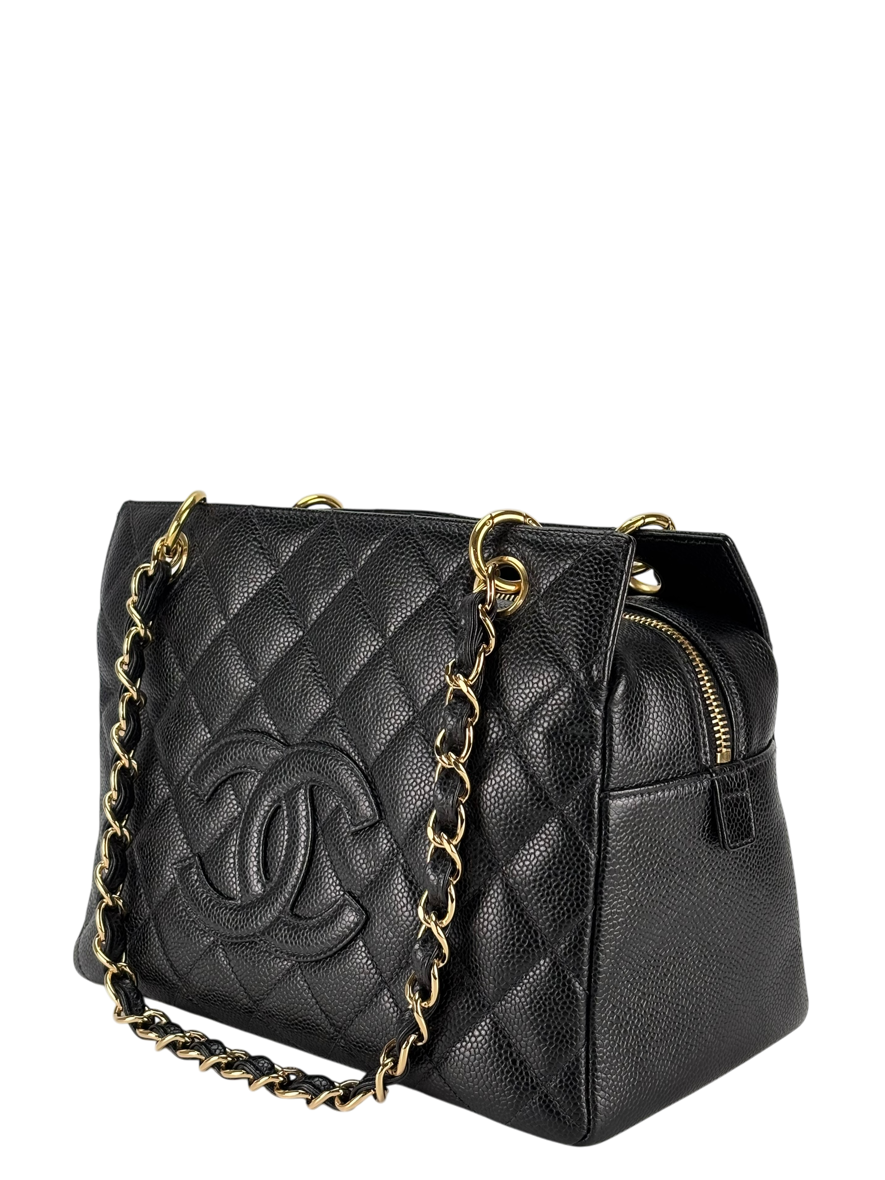 CHANEL - Black Caviar Petite  PPT Tote Bag Gold Hardware