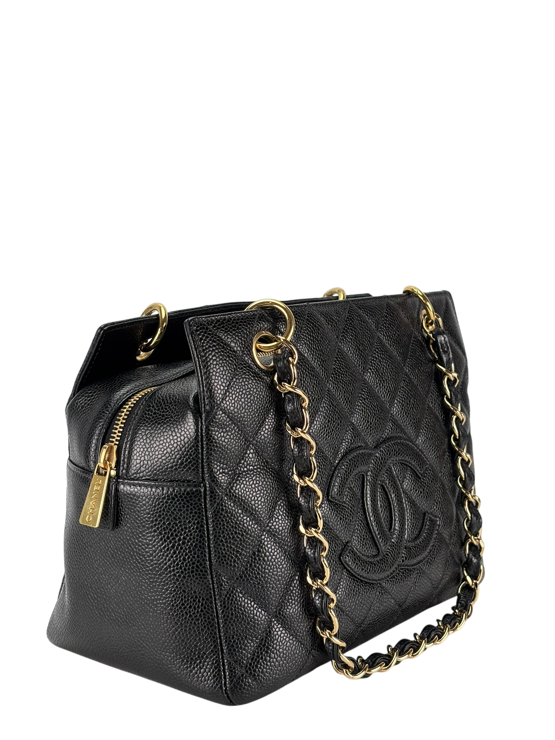 CHANEL - Black Caviar Petite  PPT Tote Bag Gold Hardware