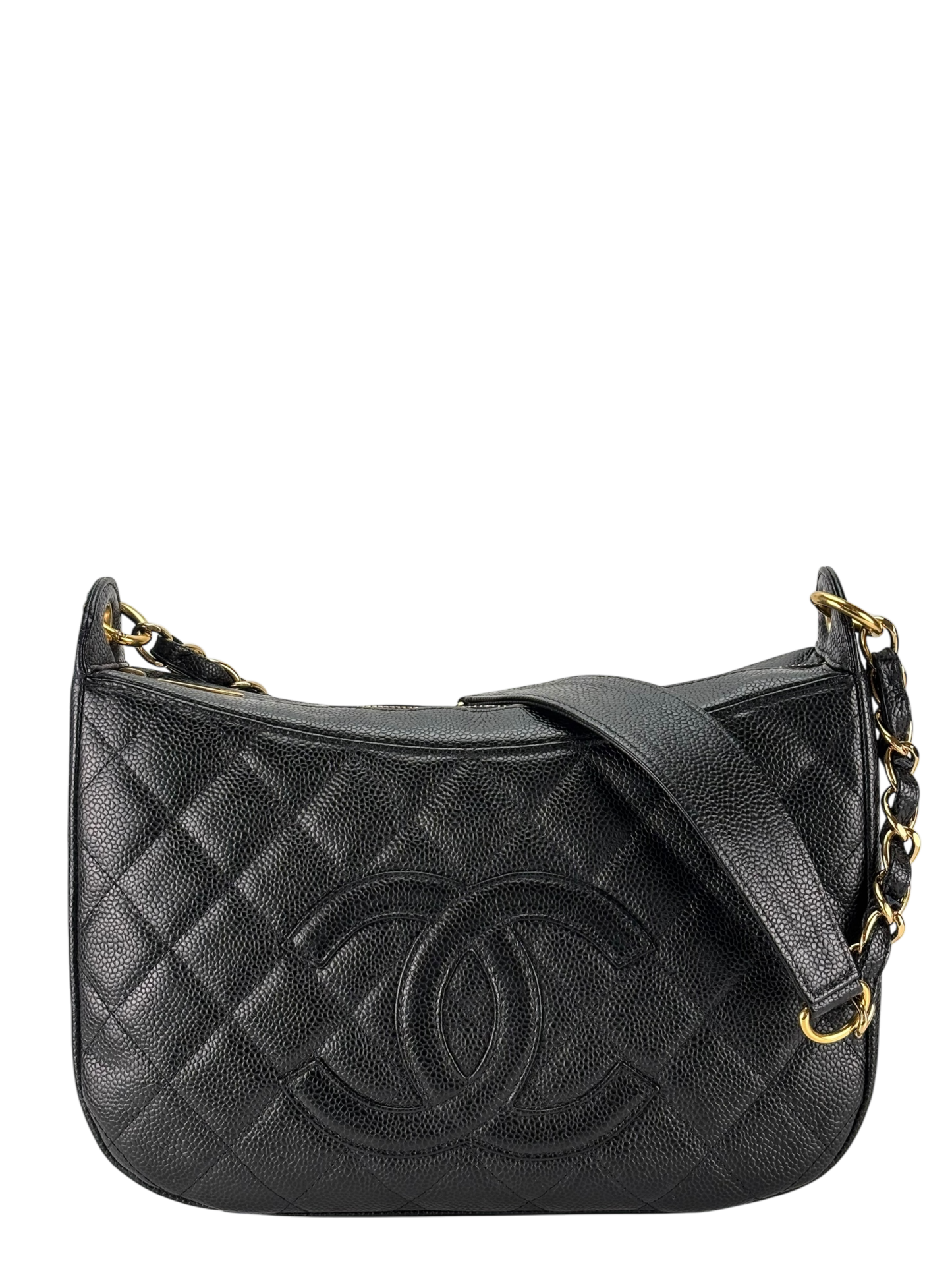 CHANEL - Black Caviar Skin Coco Mark Chain Shoulder Bag One Shoulder 