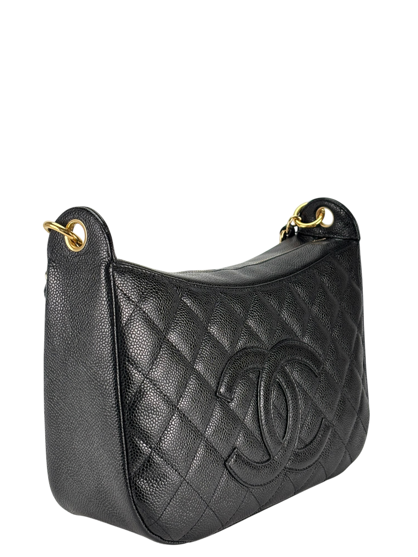 CHANEL - Black Caviar Skin Coco Mark Chain Shoulder Bag One Shoulder 