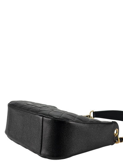 CHANEL - Black Caviar Skin Coco Mark Chain Shoulder Bag One Shoulder 