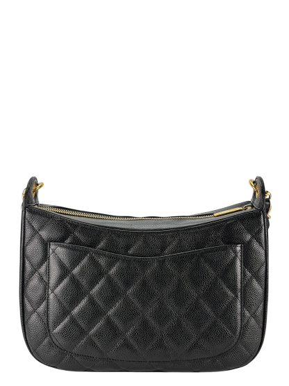 CHANEL - Black Caviar Skin Coco Mark Chain Shoulder Bag One Shoulder 