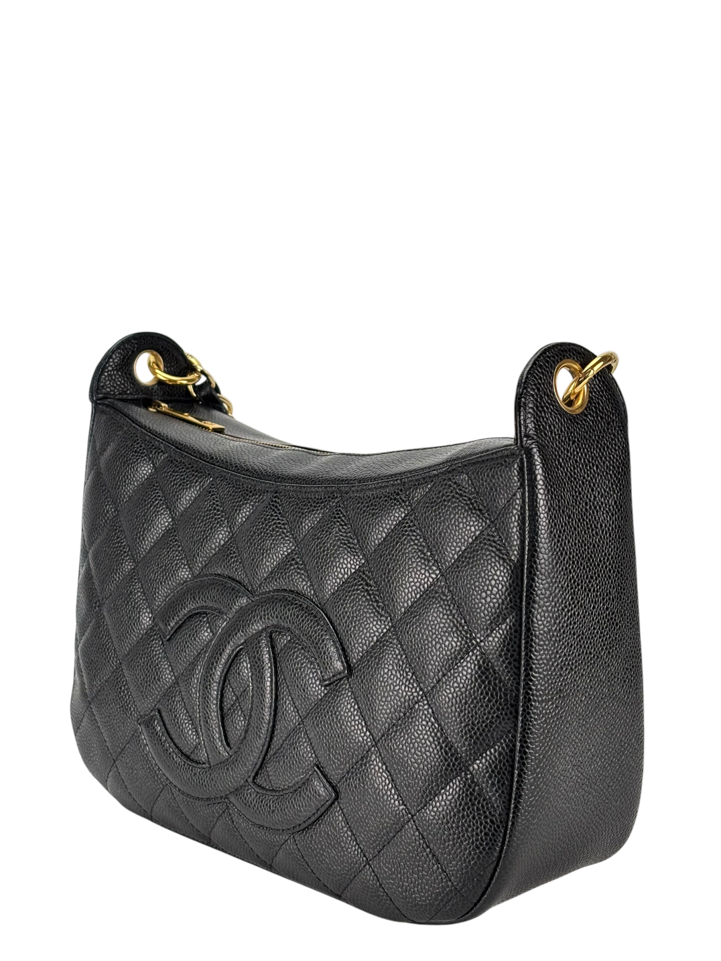 CHANEL - Black Caviar Skin Coco Mark Chain Shoulder Bag One Shoulder 