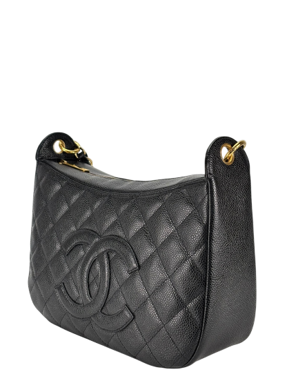 CHANEL - Black Caviar Skin Coco Mark Chain Shoulder Bag One Shoulder 