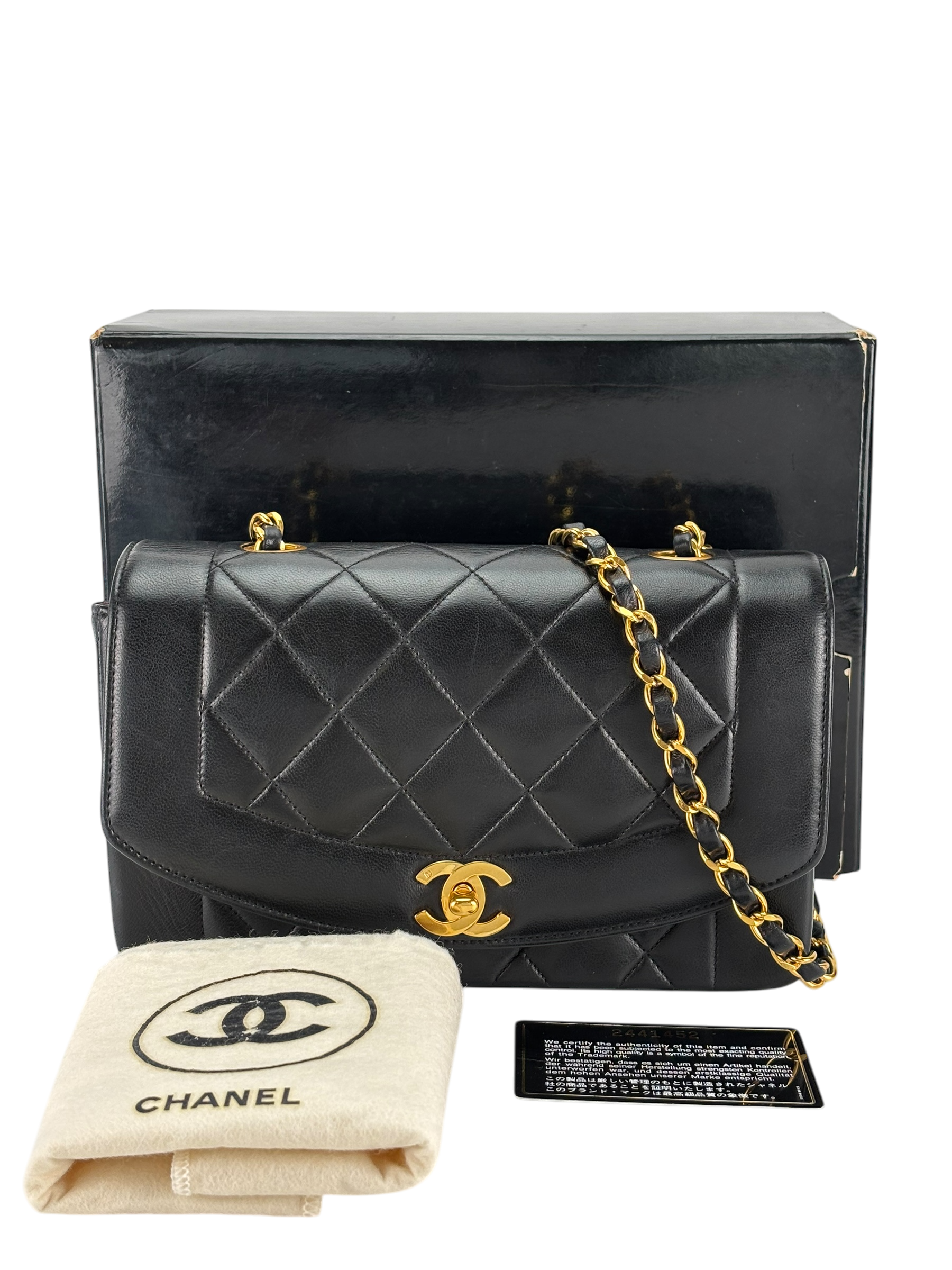 CHANEL - Diana Matrasse Classic Flap Bag Black Lambskin