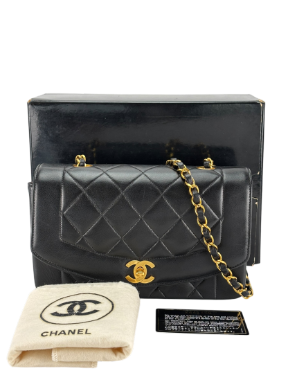 CHANEL - Diana Matrasse Classic Flap Bag Black Lambskin
