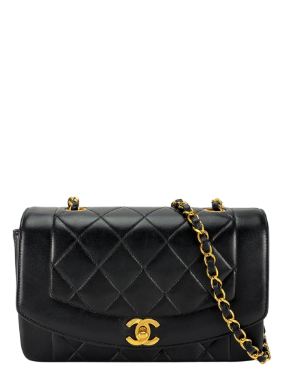 CHANEL - Diana Matrasse Classic Flap Bag Black Lambskin