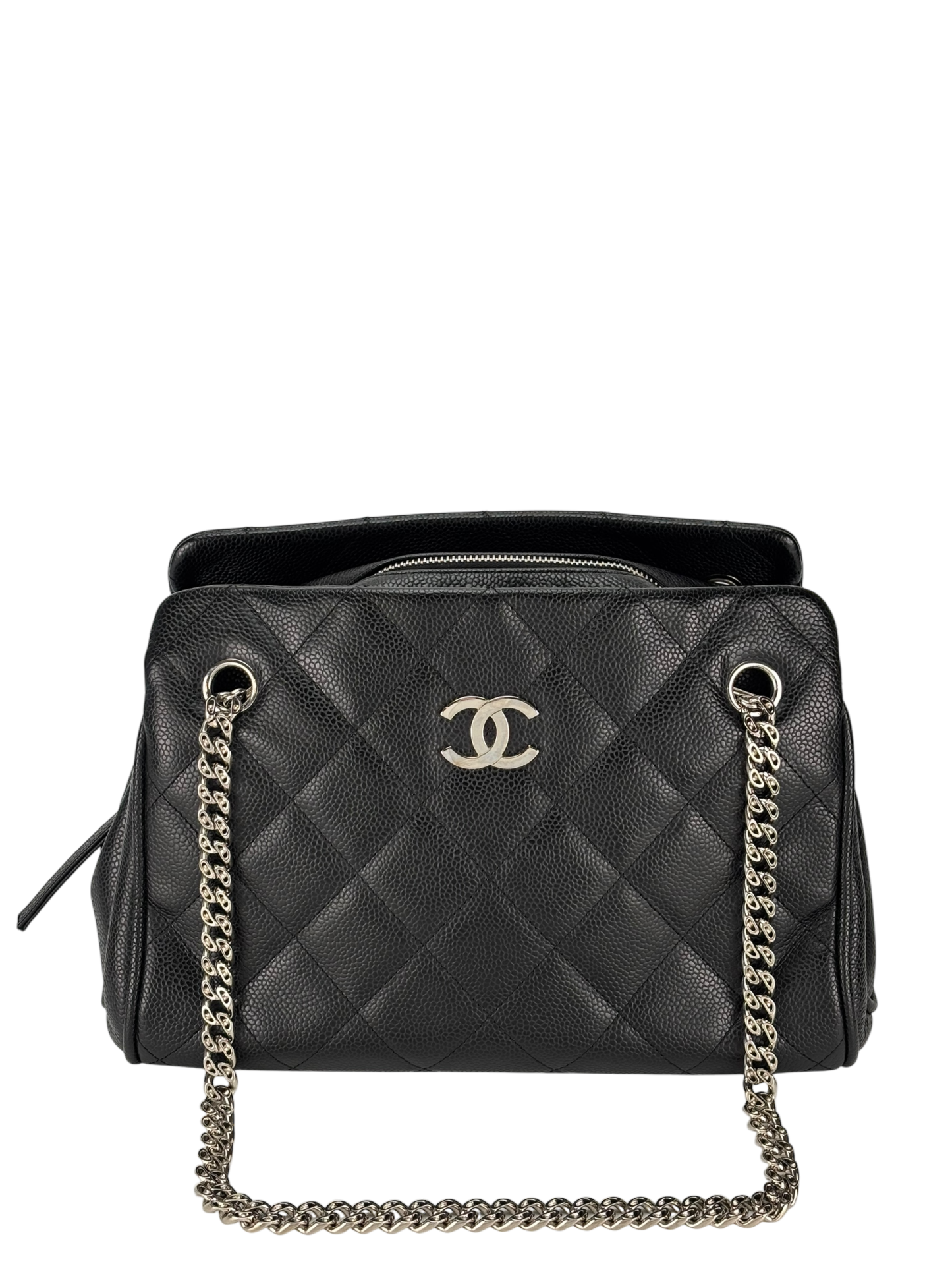 CHANEL - Black Cavair Matelasse Chain Shoulder Bag
