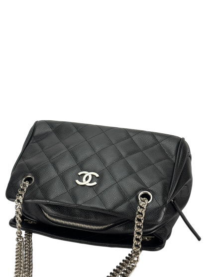 CHANEL - Black Cavair Matelasse Chain Shoulder Bag