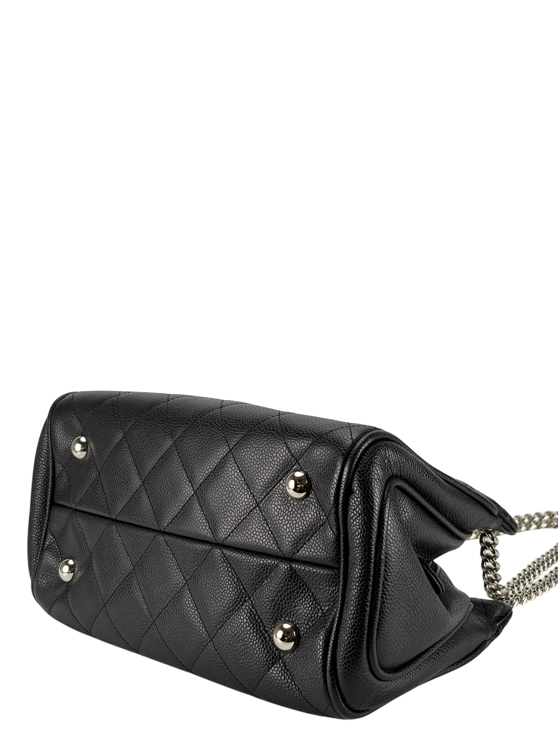 CHANEL - Black Cavair Matelasse Chain Shoulder Bag