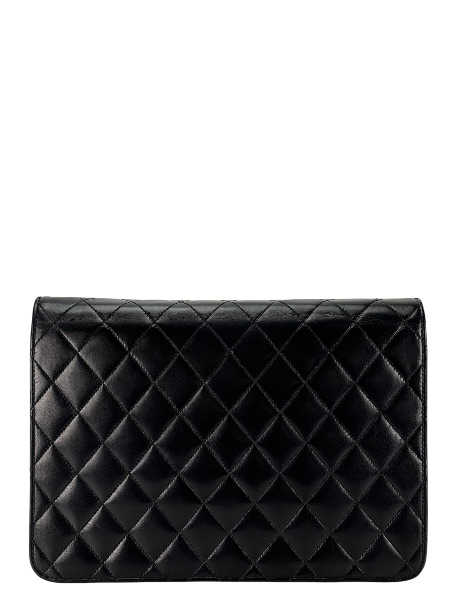 CHANEL - Black Lambskin CC Logo Turn Lock Small Single Flap Shoulder Bag
