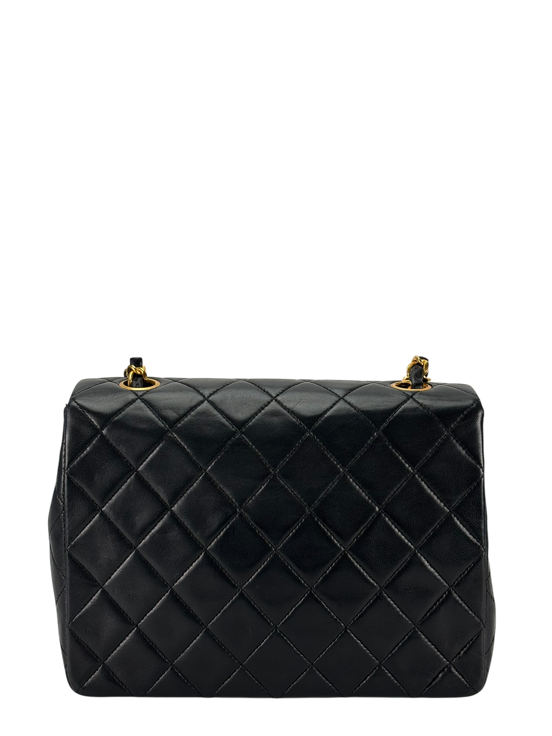 CHANEL - Mini Matlasse 20 Lambskin Single Flap Single Chain Bag Black Gold Hardware