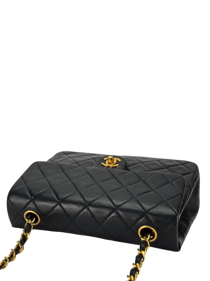 CHANEL - Mini Matlasse 20 Lambskin Single Flap Single Chain Bag Black Gold Hardware