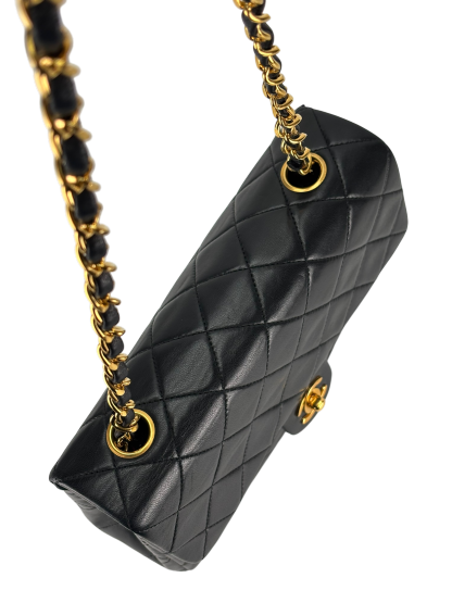 CHANEL - Mini Matlasse 20 Lambskin Single Flap Single Chain Bag Black Gold Hardware