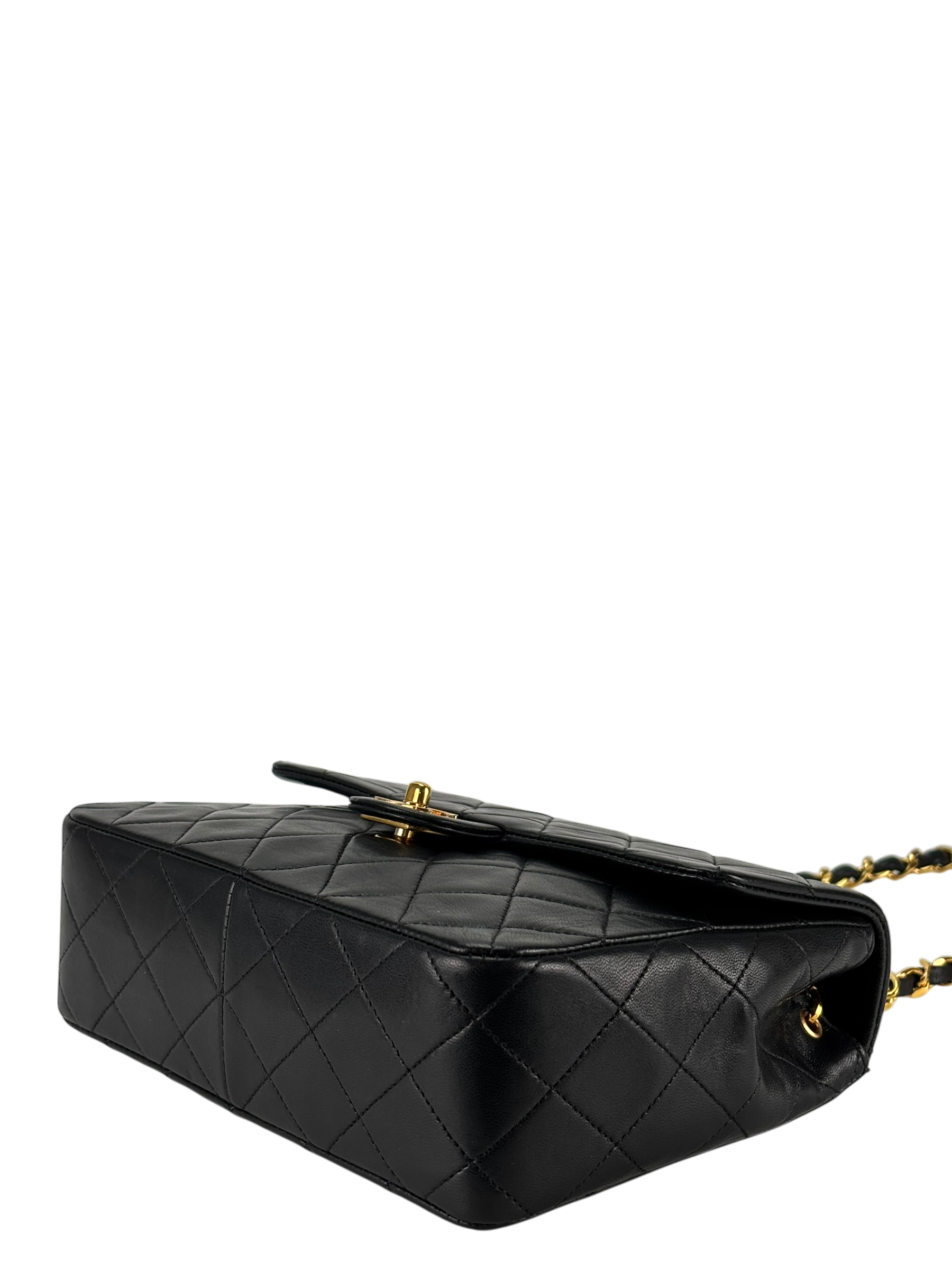 CHANEL - Mini Matlasse 20 Lambskin Single Flap Single Chain Bag Black Gold Hardware
