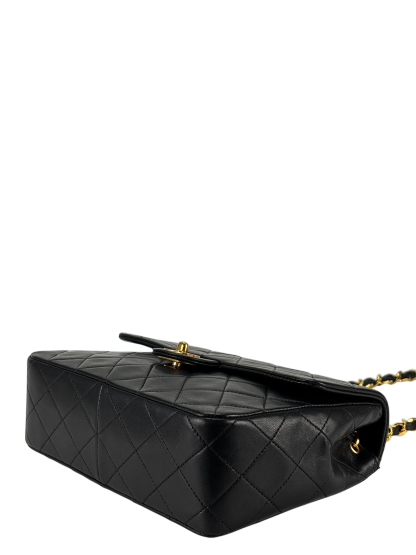 CHANEL - Mini Matlasse 20 Lambskin Single Flap Single Chain Bag Black Gold Hardware