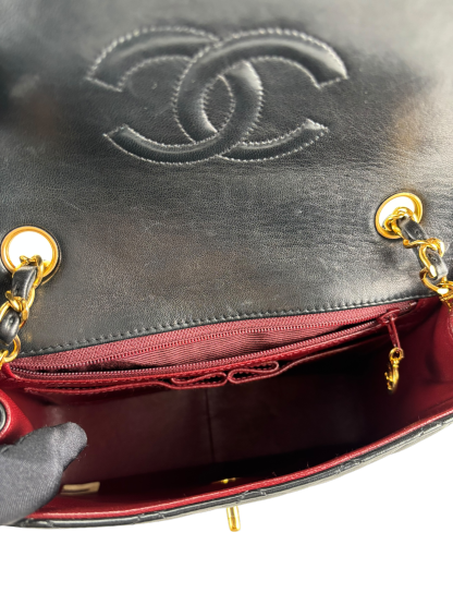 CHANEL - Mini Matlasse 20 Lambskin Single Flap Single Chain Bag Black Gold Hardware