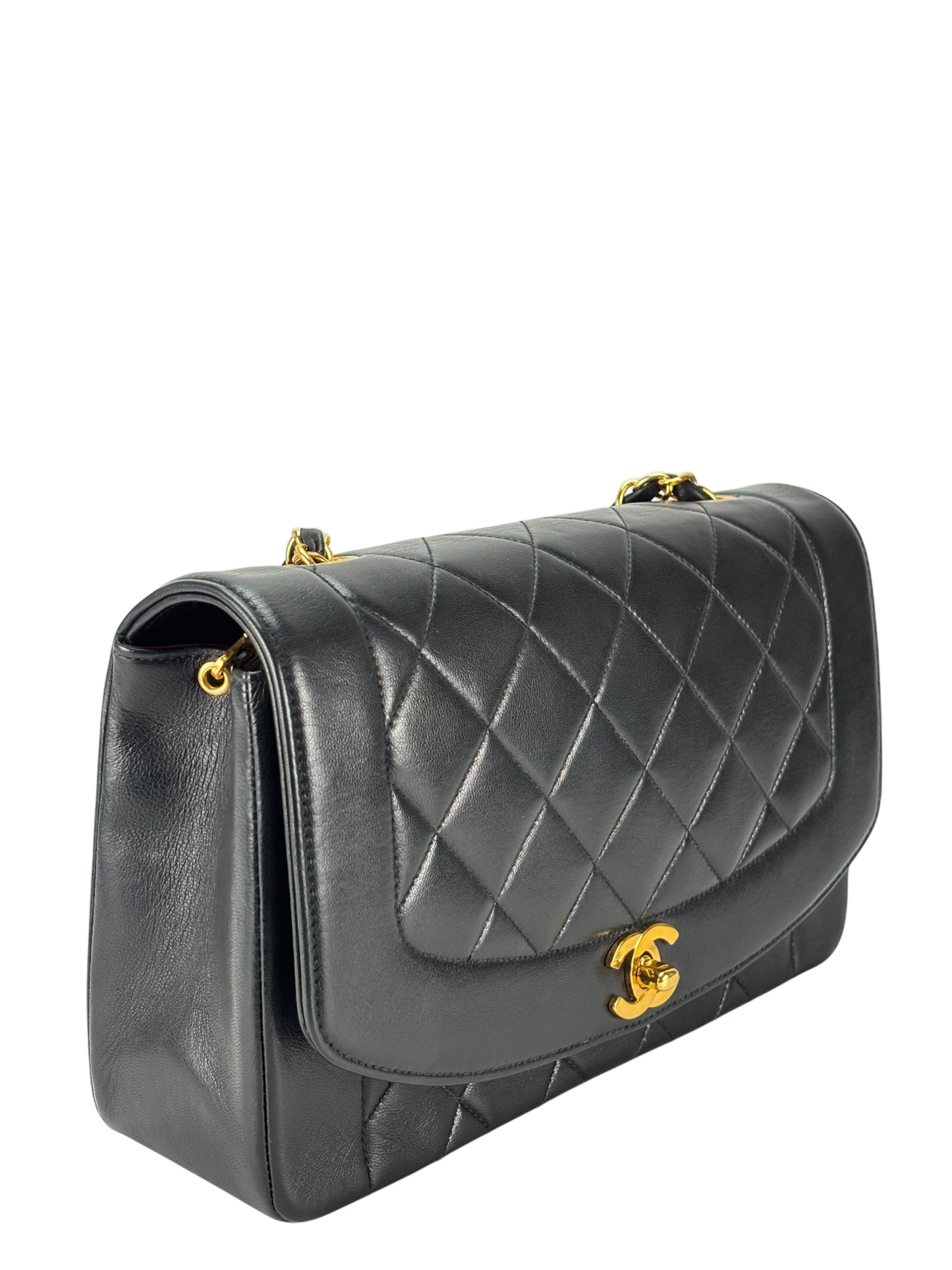 CHANEL - Diana Matrasse Classic Flap Bag Black Lambskin