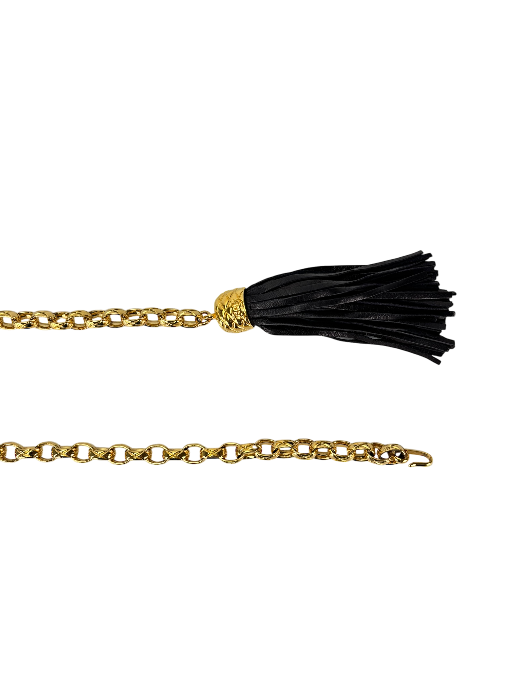 CHANEL - Black Lambskin Chain Waist Pouch Clasp