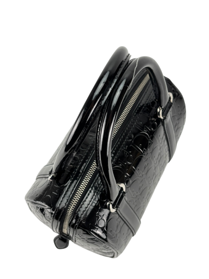 CHRISTIAN DIOR - Black Oblique Monogram Patent Leather Boston Bag