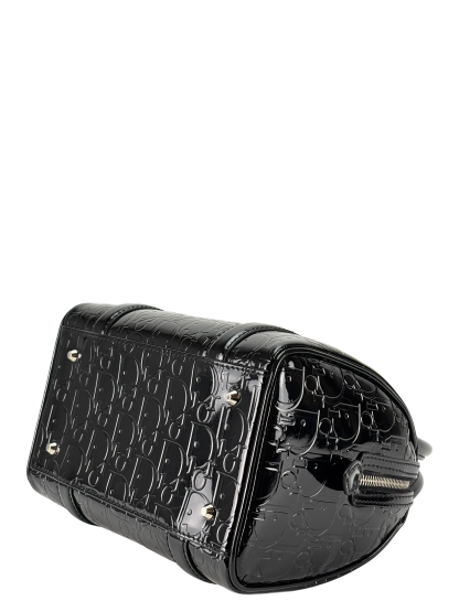 CHRISTIAN DIOR - Black Oblique Monogram Patent Leather Boston Bag