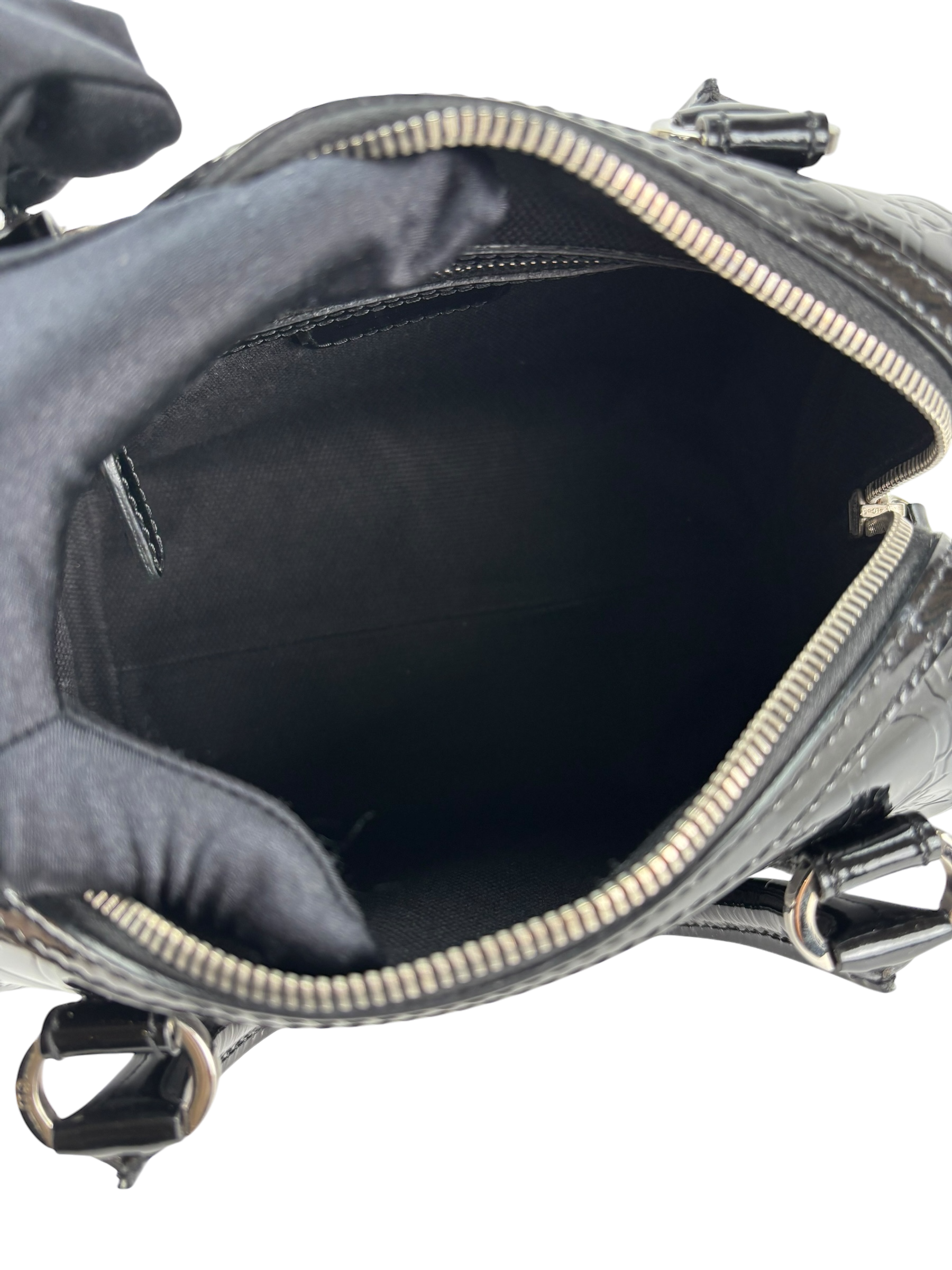 CHRISTIAN DIOR - Black Oblique Monogram Patent Leather Boston Bag