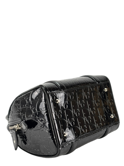 CHRISTIAN DIOR - Black Oblique Monogram Patent Leather Boston Bag