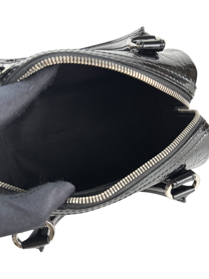CHRISTIAN DIOR - Black Oblique Monogram Patent Leather Boston Bag