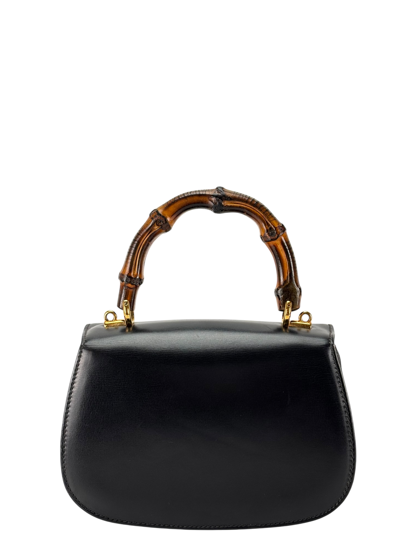 GUCCI - Black Box Leather 2way Smalll leather Bamboo Handbag